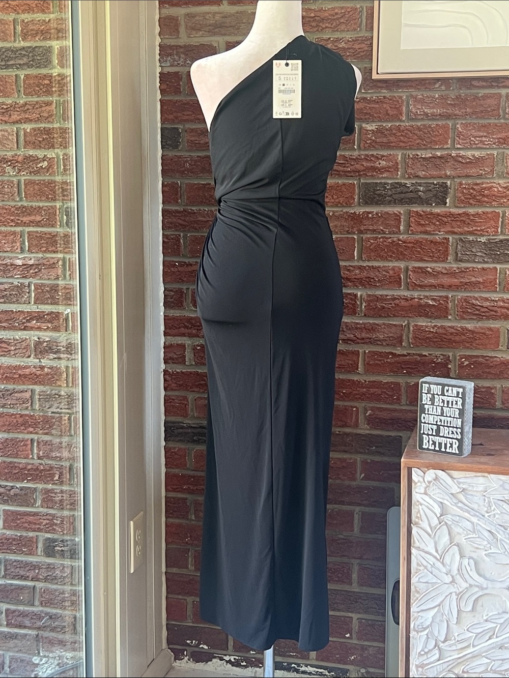 Zara One-shoulder Asymmetrical Midi Dress Size Small NWT - Picture 3 of 5